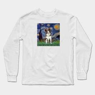 Starry Night Adapted to Include a Border Collie Long Sleeve T-Shirt